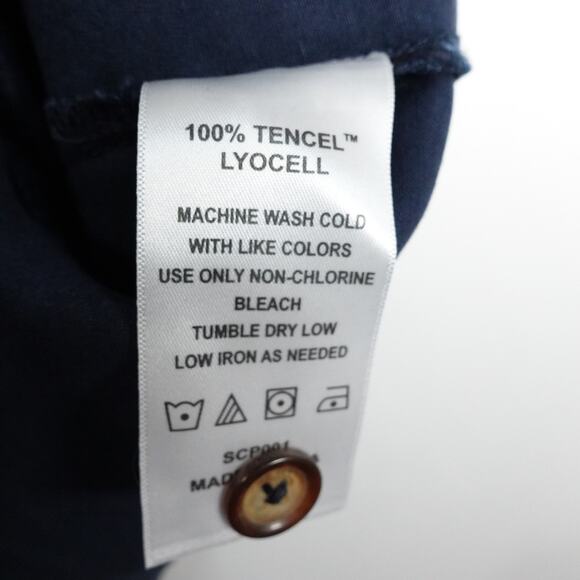 New Quince Vintage Wash Tencel Button Front Dress Lyocell Midnight Blue XS 3897J - Picture 7 of 9